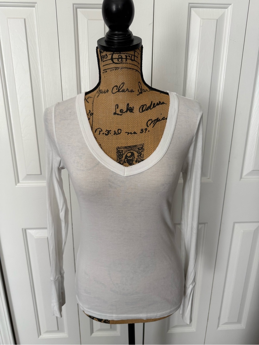 Michael Stars White Long-Sleeve V-Neck Tee